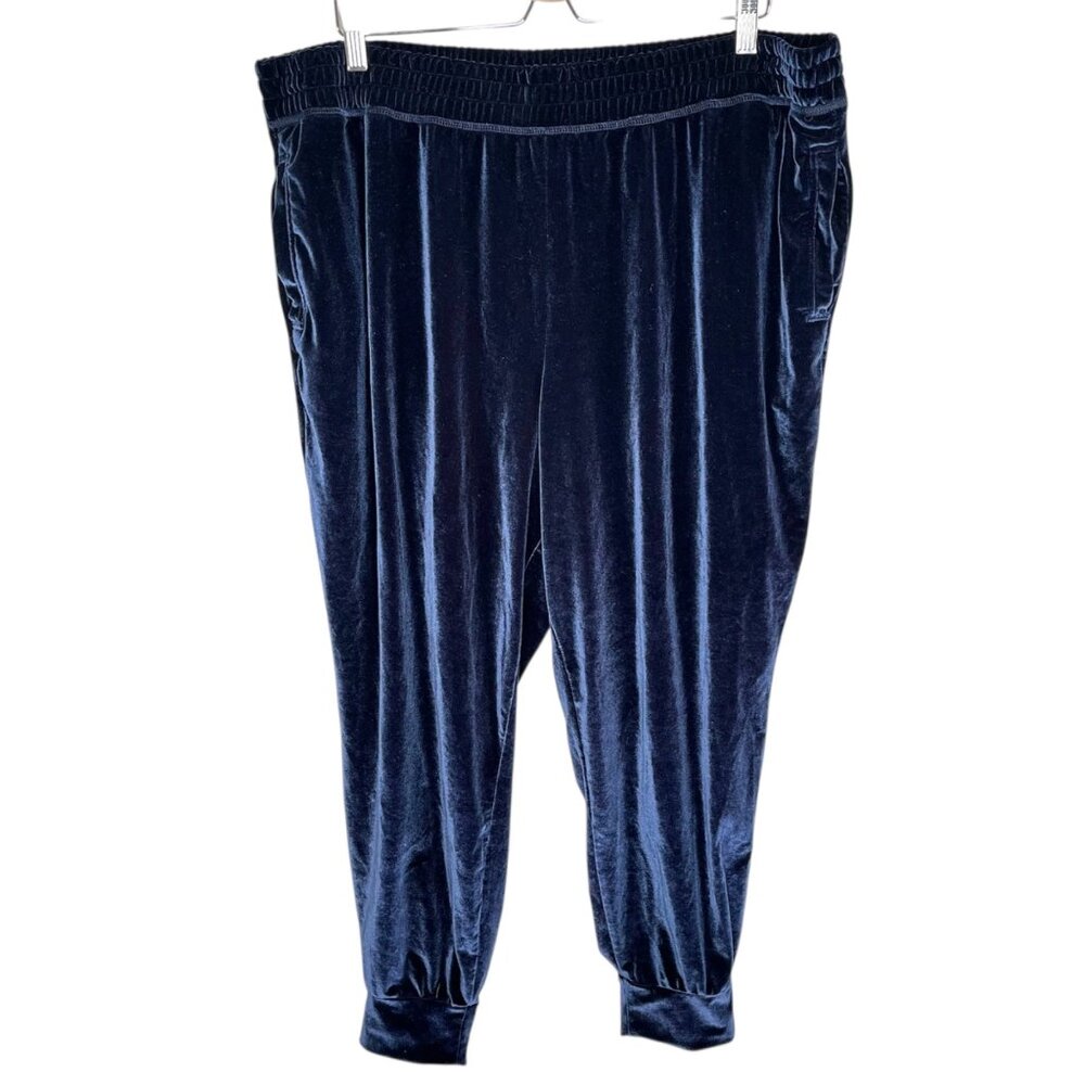 Fabletics Plus Size 2X Navy Blue Daria Velvet Jogger Pants